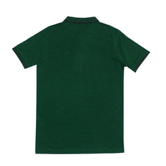 POLO (MEN) - DARK GREEN WITH THIN BLACK STRIP ON COLLAR