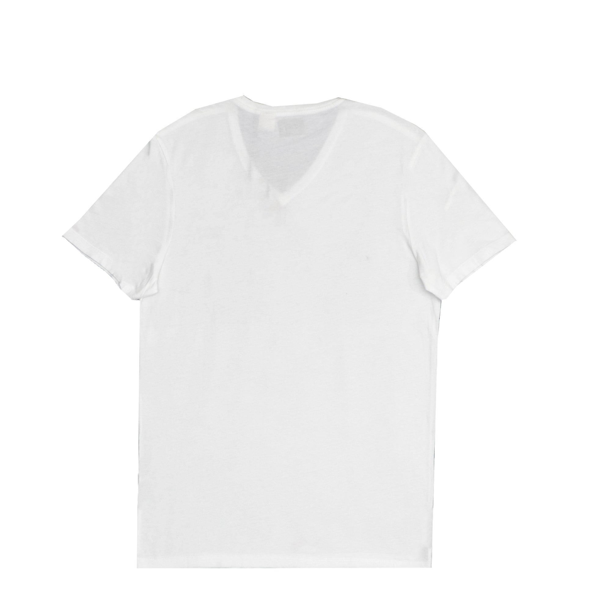 V-neck T-shirts (Men) - WHITE WITH GREEN PRINT