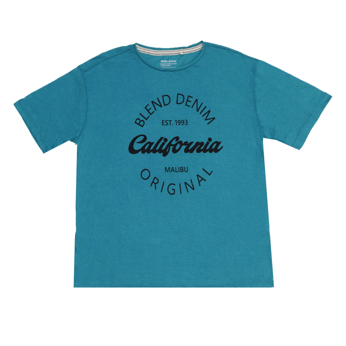 ROUND NECK (MEN) - TEAL GREEN WITH BLACK PRINT