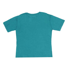 ROUND NECK (MEN) - TEAL GREEN WITH DARK BLUE PRINT (THE HARDEST WORKERS)