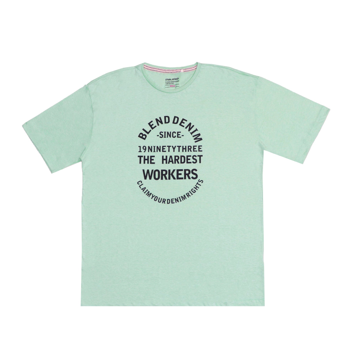 ROUND NECK (MEN) - SEA GREEN WITH BLACK PRINT (THE HARDEST WORKERS)