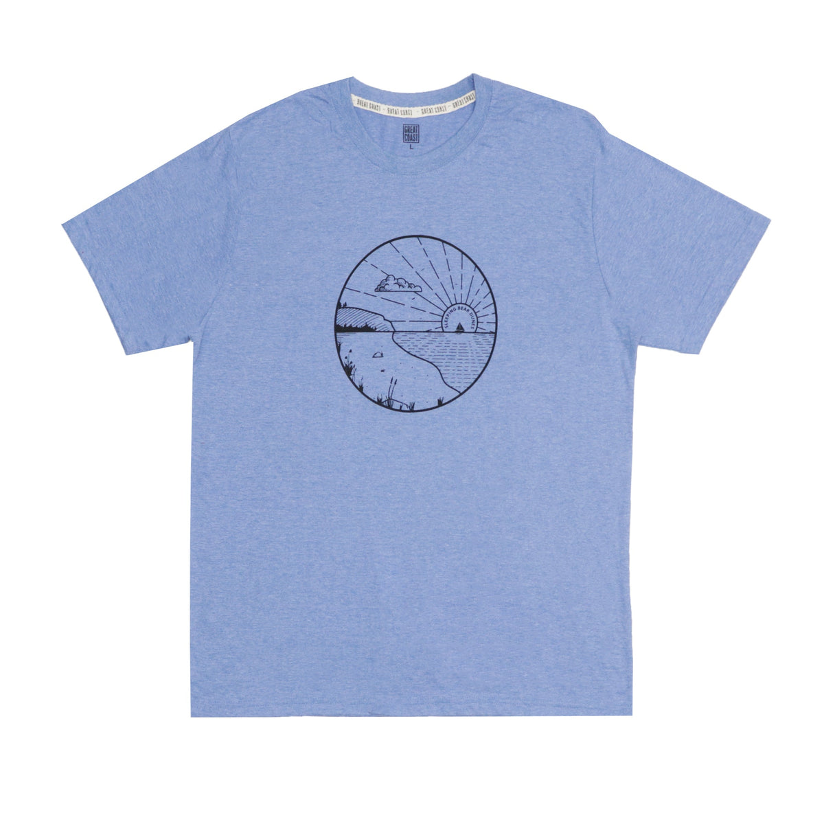 ROUND NECK (MEN) - BLUE WITH BLACK PRINT (SLEEPING BEAR DUNES)