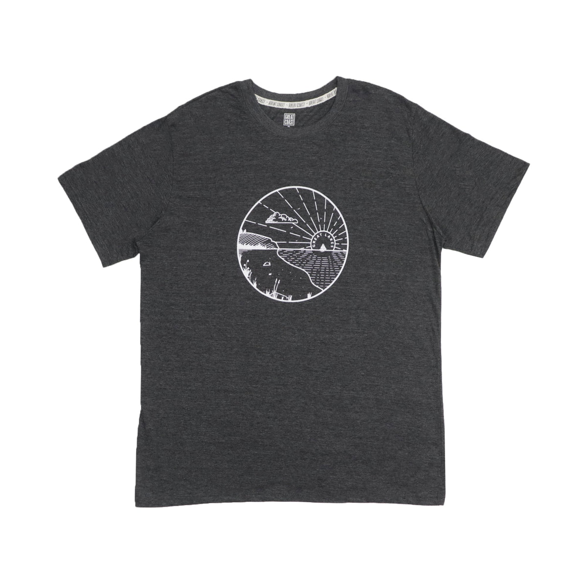 ROUND NECK (MEN) - CHARCOAL GREY WITH WHITE PRINT (GREAT LAKES) - 2