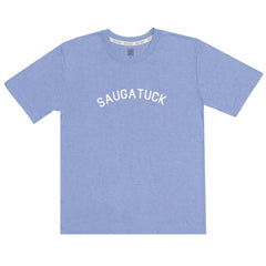 ROUND NECK (MEN) - BLUE WITH WHITE PRINT (SAUGA TUCK)