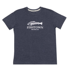 ROUND NECK (MEN) - CHARCOAL GREY WITH WHITE PRINT (FISHTOWN)