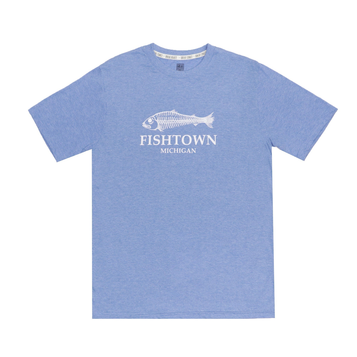 ROUND NECK (MEN) - BLUE WITH WHITE PRINT (FISHTOWN)