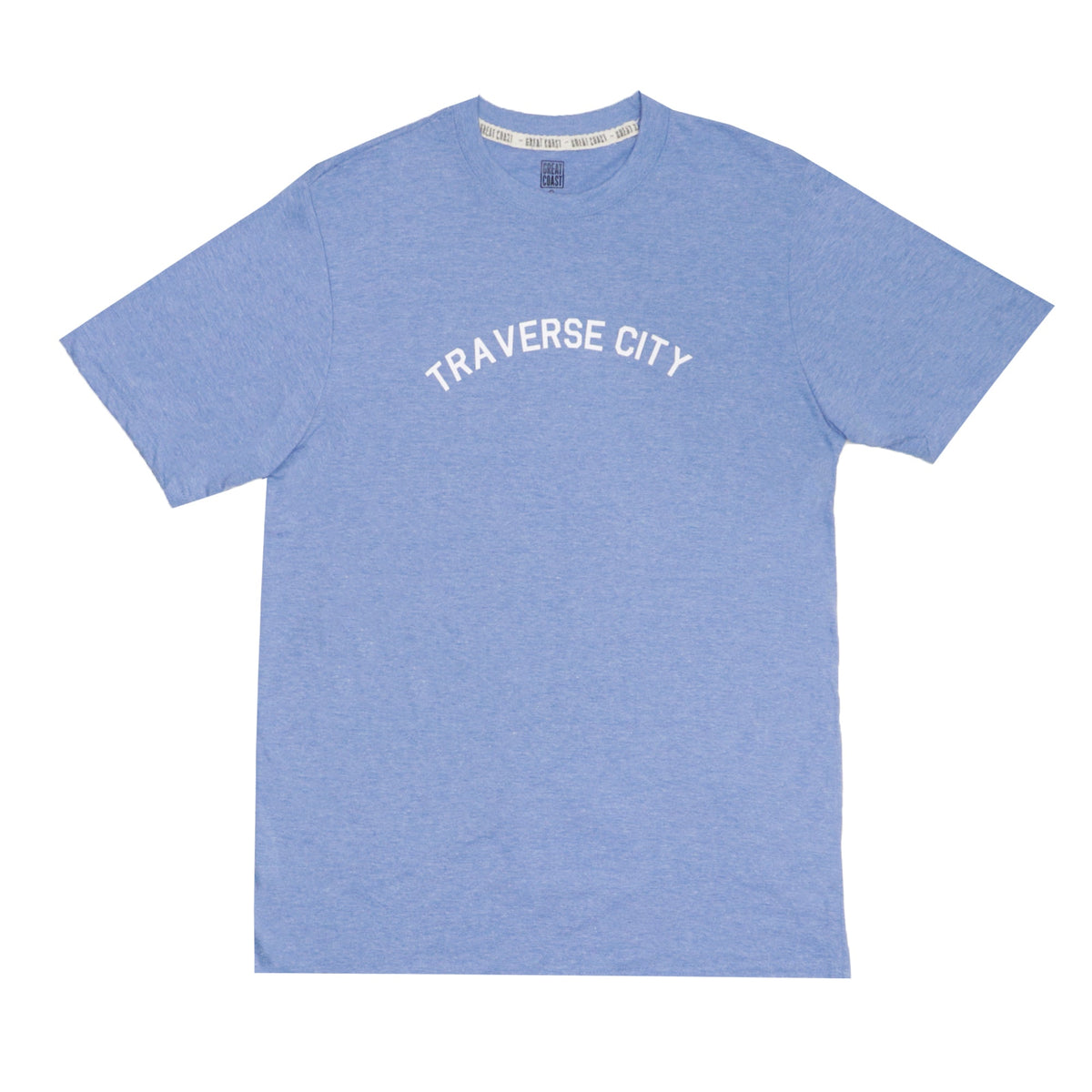 ROUND NECK (MEN) - BLUE WITH WHITE PRINT (TRAVERSE CITY)