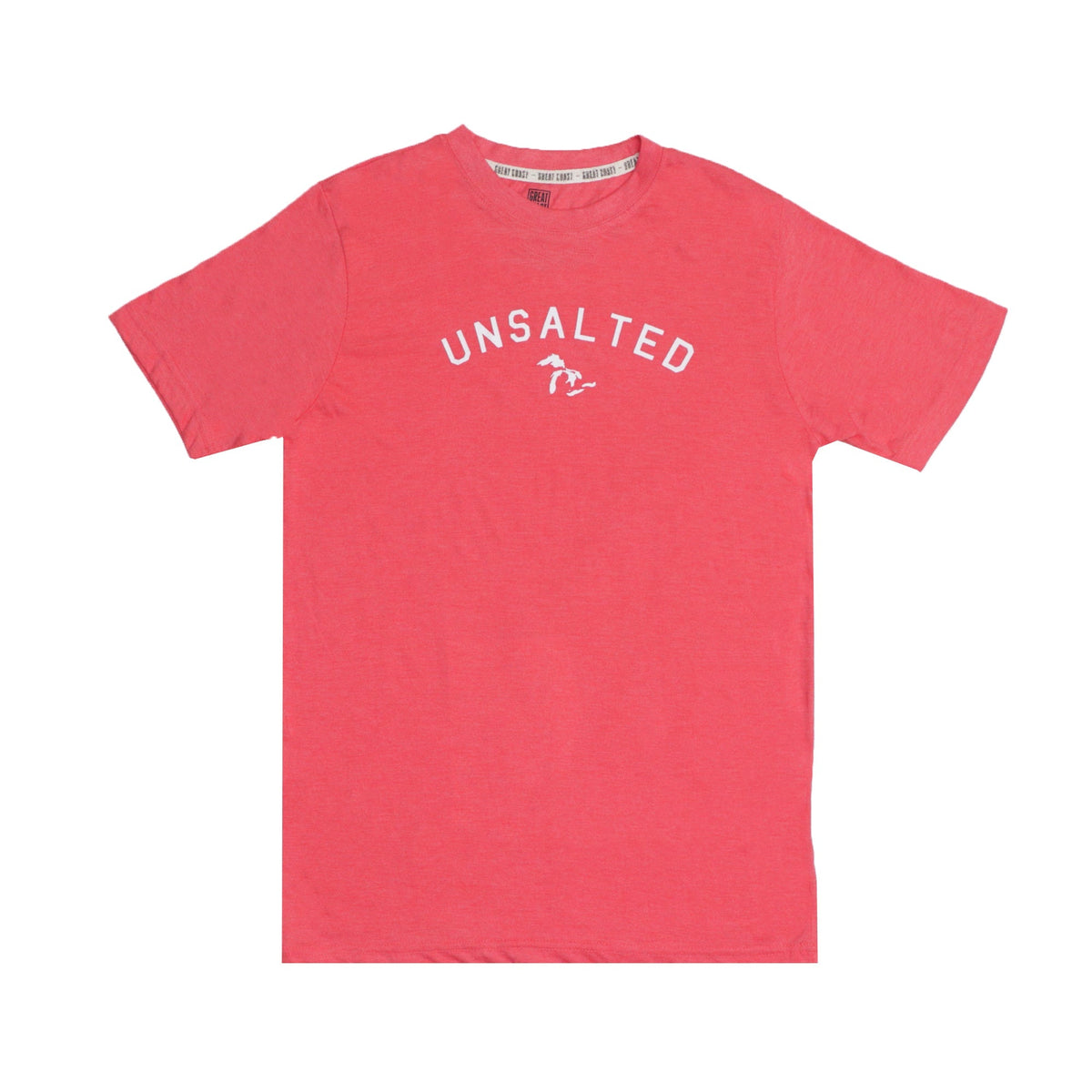 ROUND NECK (MEN) - PINK WITH WHITE PRINT (UNSALTED)