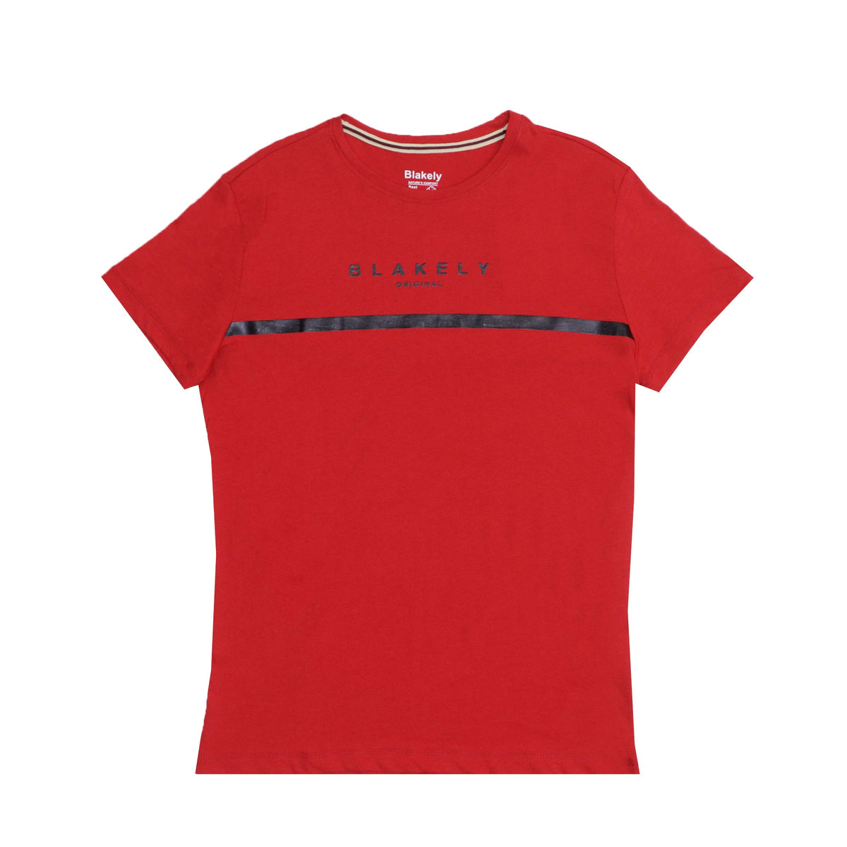 ROUND NECK (MEN) - RED WITH BLACK CHEST STRIP