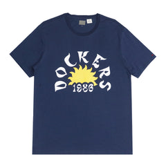 ROUND NECK (MEN)- NAVY BLUE WITH WHITE & YELLOW HALF SUN PRINT (1986)