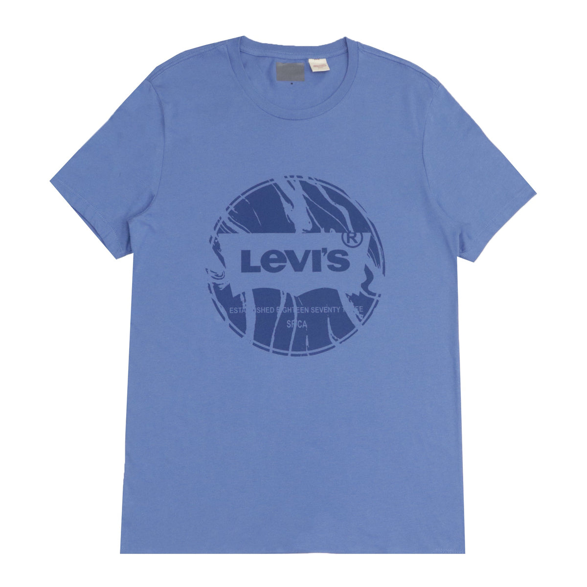 ROUND NECK (MEN) - LIGHT BLUE WITH DARK BLUE PRINT