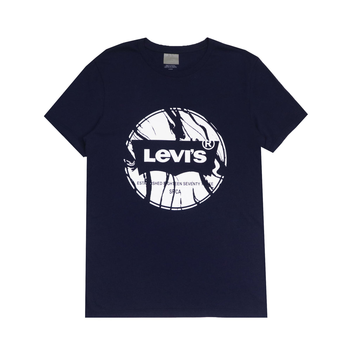 ROUND NECK (MEN) - NAVY BLUE WITH WHITE PRINT