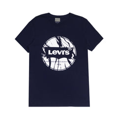 ROUND NECK (MEN) - NAVY BLUE WITH WHITE PRINT