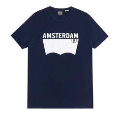 ROUND NECK (MEN) - NAVY BLUE WITH WHITE PRINT