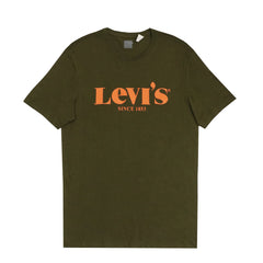 ROUND NECK  (MEN) - GREEN WITH ORANGE PRINT