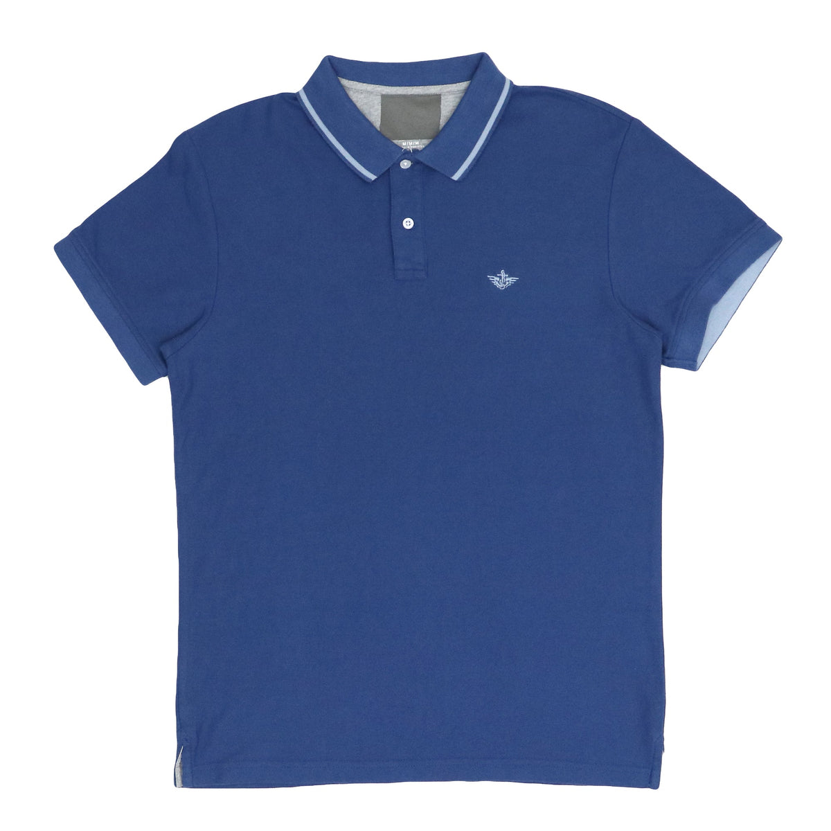 POLO (MEN) - DARK BLUE WITH WHITE STRIPES ON COLLAR