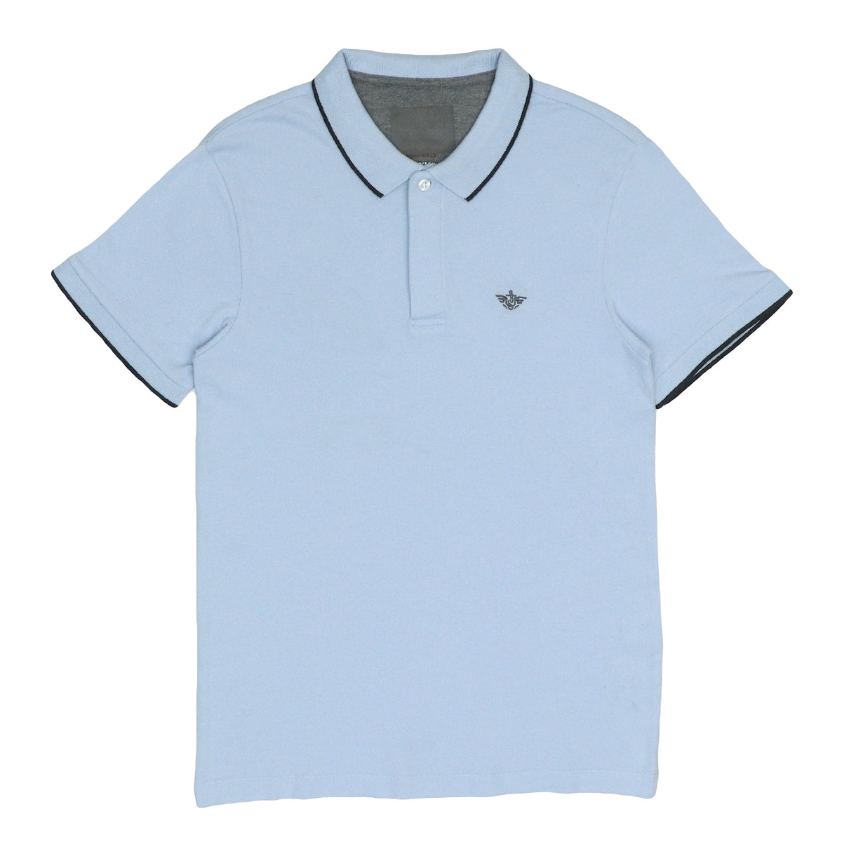 POLO (MEN) - BLUE WITH BLACK STRIPES ON COLLAR