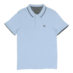 POLO (MEN) - BLUE WITH BLACK STRIPES ON COLLAR