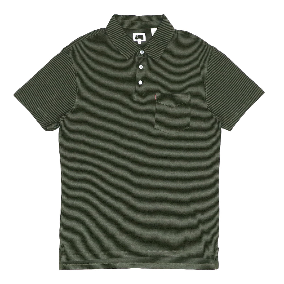 POLO (MEN) FRONT POCKET - GREEN WITH BLACK LINES