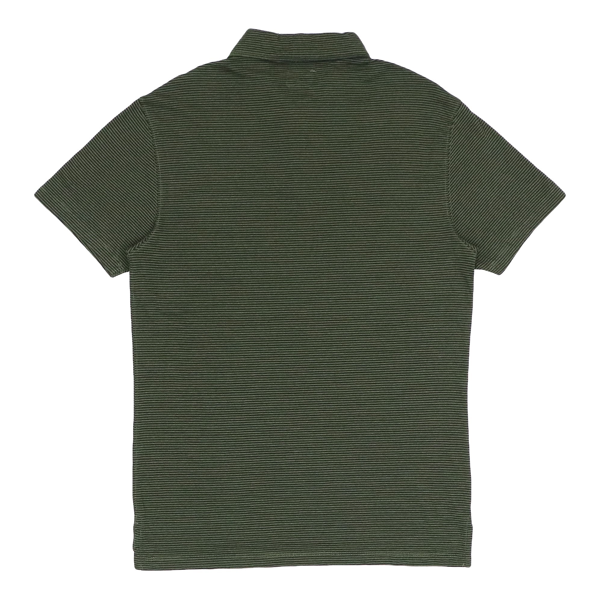 POLO (MEN) FRONT POCKET - GREEN WITH BLACK LINES