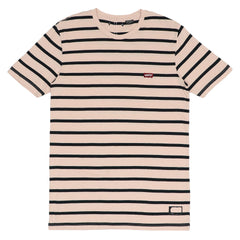 ROUND NECK (MEN) - PEACH COLOUR WITH BLACK LINES