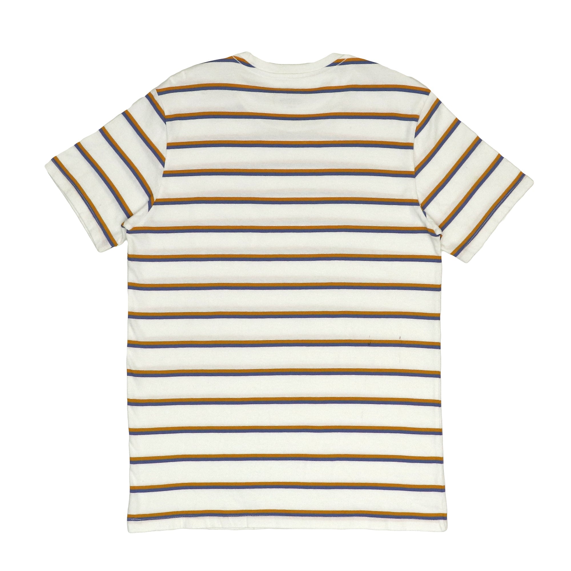 ROUND NECK (MEN) - WHITE WITH ORANGE & BLUE LINES