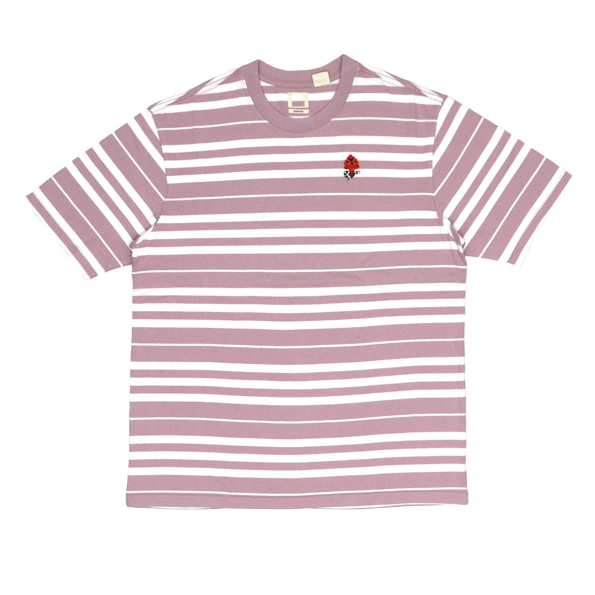 ROUND NECK - PINK WITH WHITE LINES