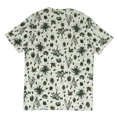 ROUND NECK (MEN) - WHITE WITH GREEN PRINT