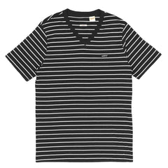 V - NECK (MEN) - BLACK WITH WHITE LINES