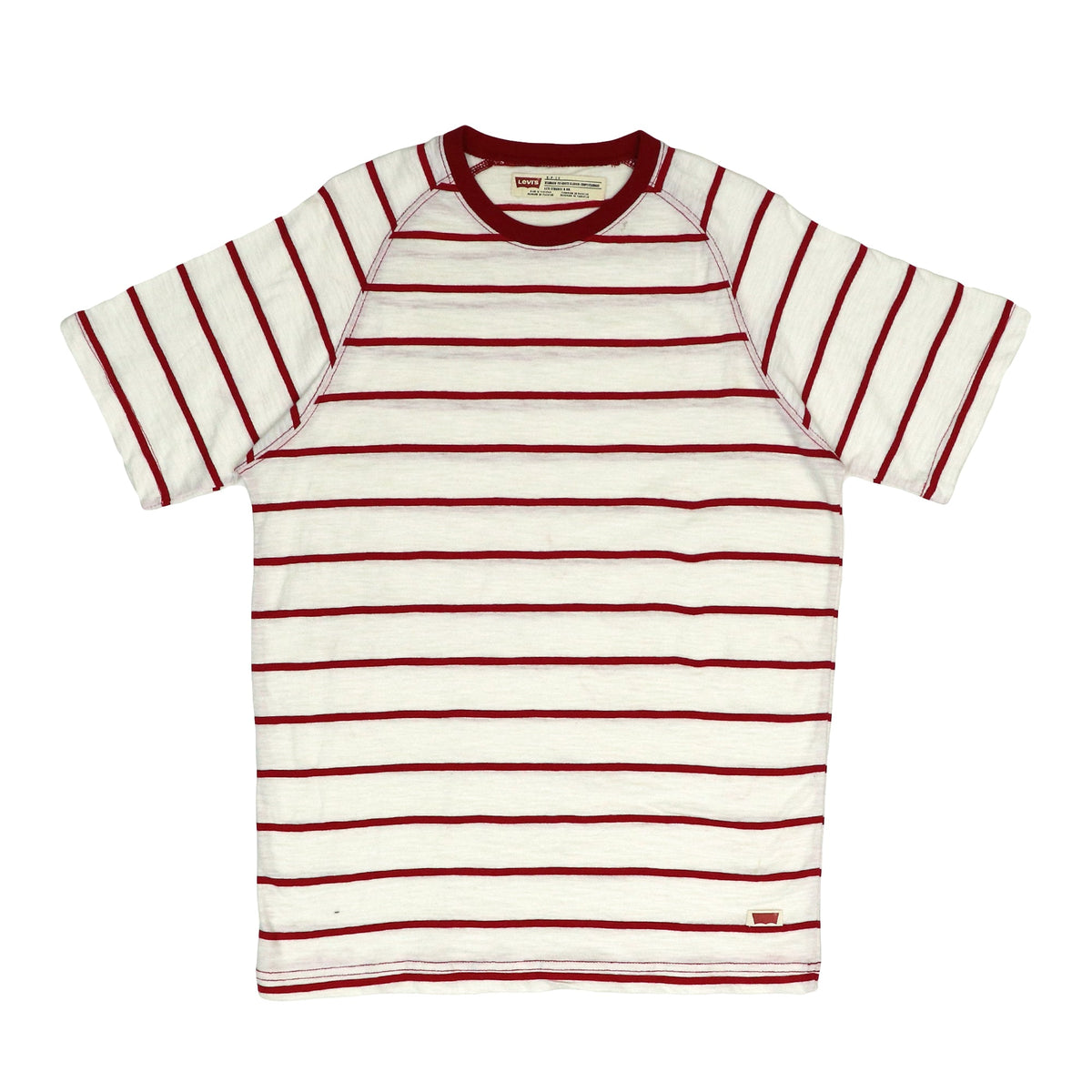 ROUND NECK (MEN) - WHITE WITH RED LINES