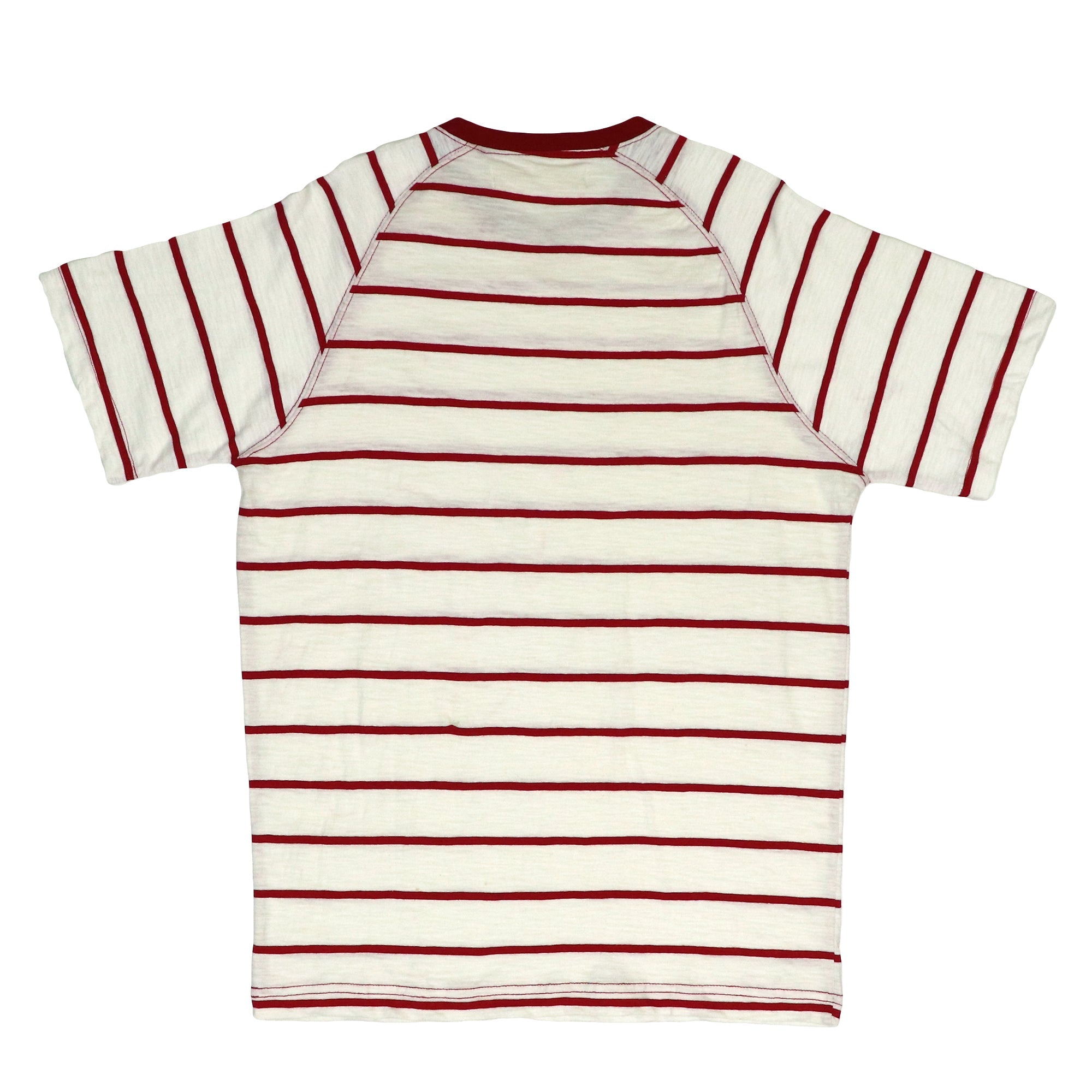 ROUND NECK (MEN) - WHITE WITH RED LINES