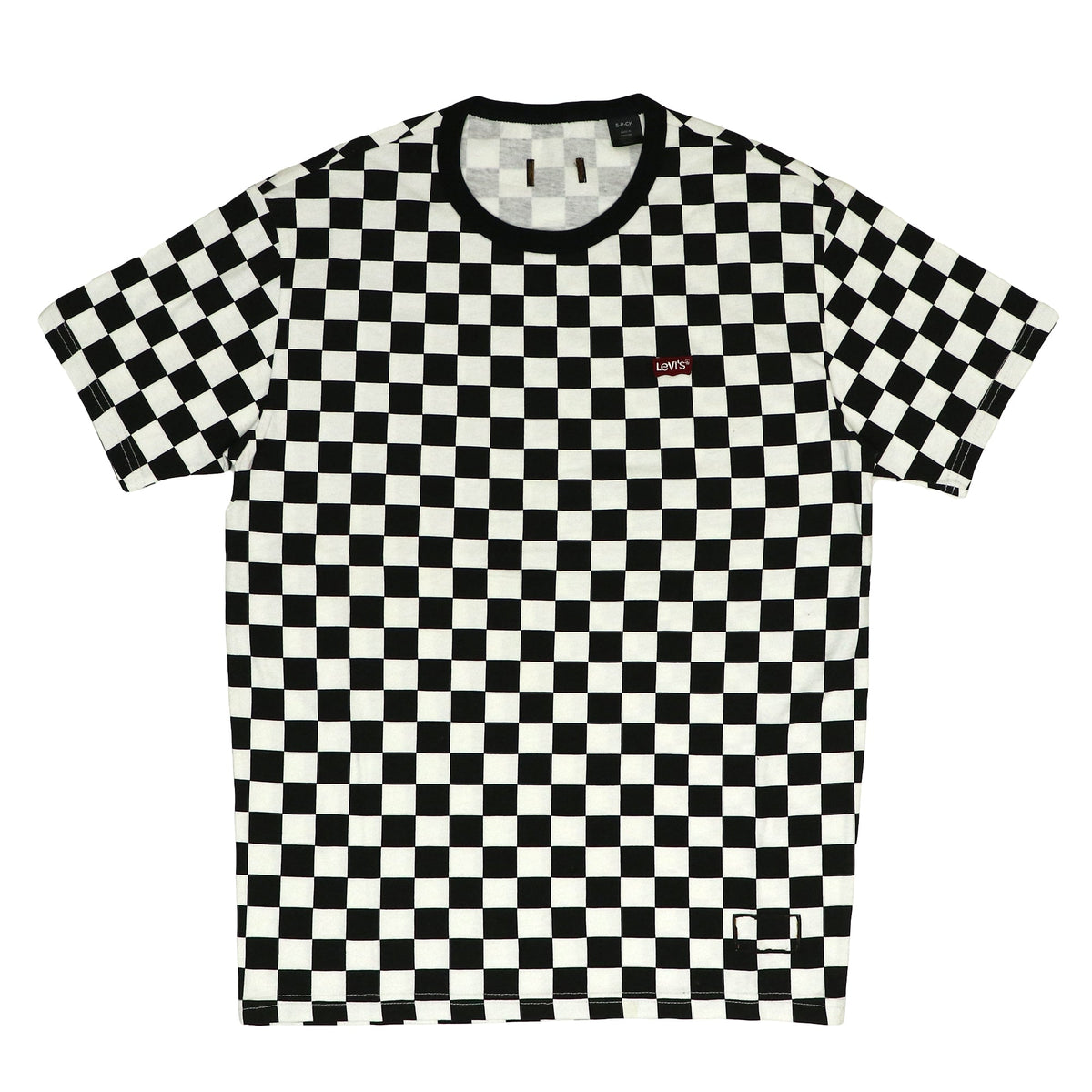 ROUND NECK (MEN) - BLACK COLLAR WITH BLACK & WHITE CHECKS