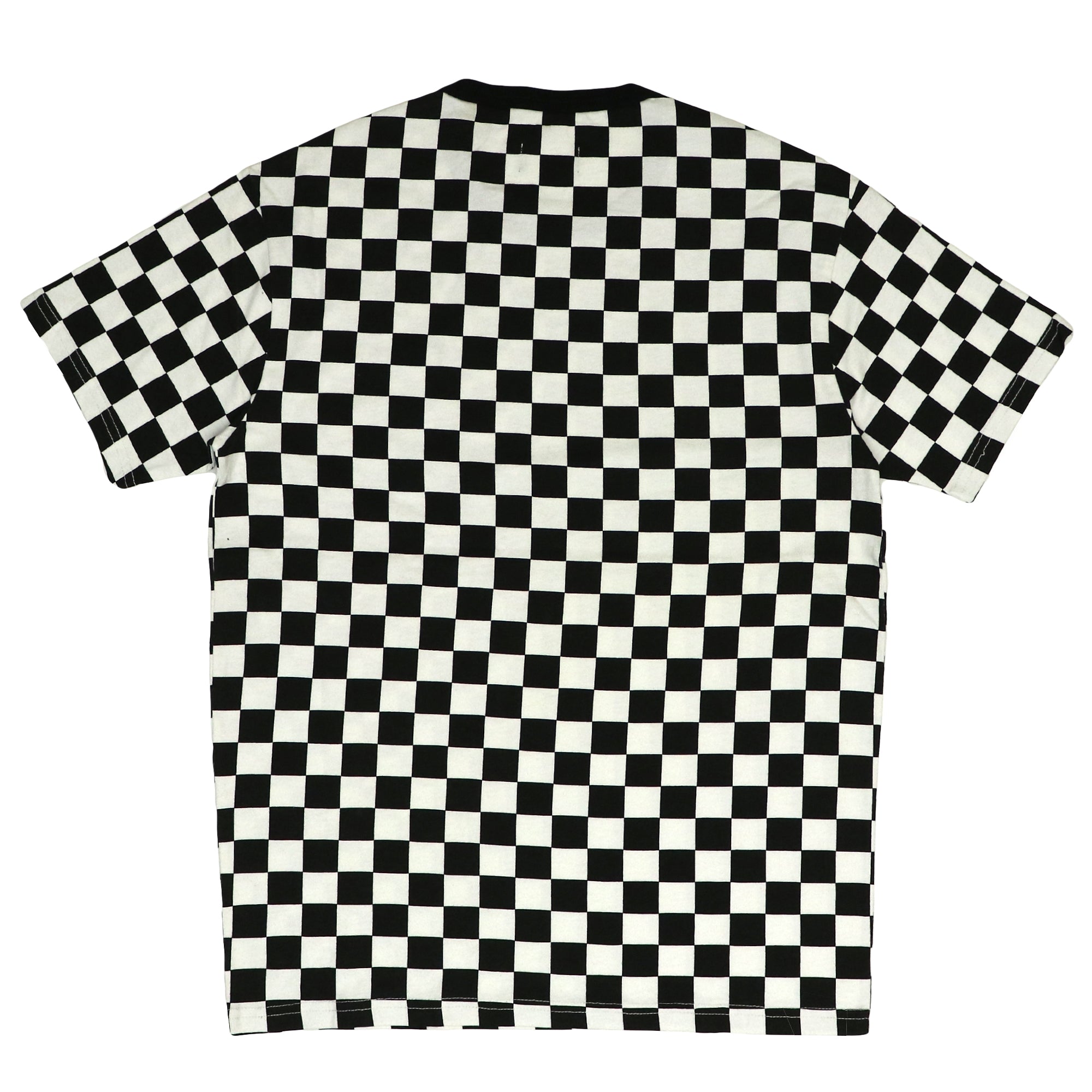 ROUND NECK (MEN) - BLACK COLLAR WITH BLACK & WHITE CHECKS