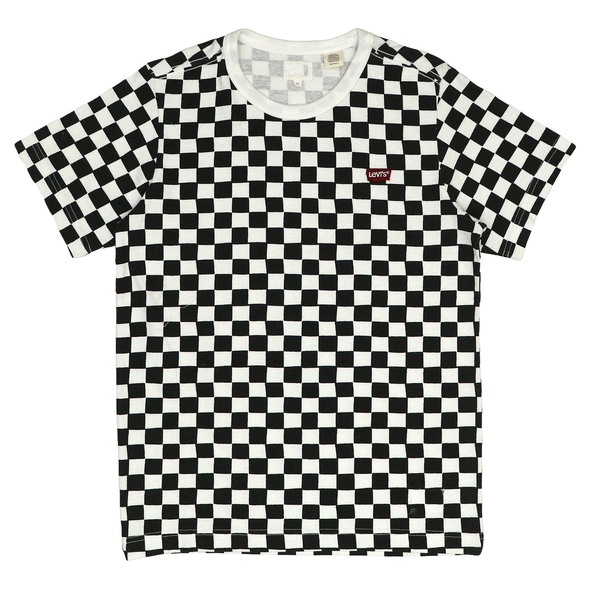 ROUND NECK (MEN) - WHITE COLLAR WITH BLACK & WHITE CHECKS