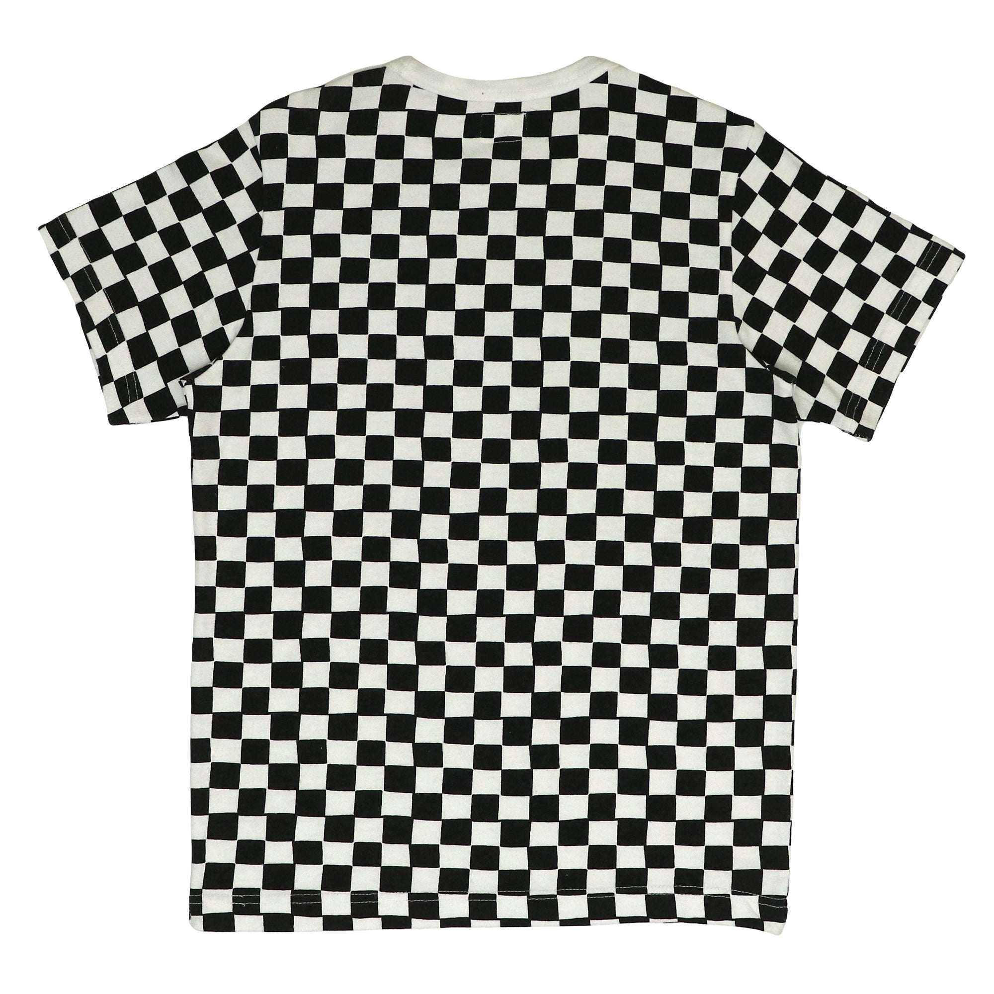 ROUND NECK (MEN) - WHITE COLLAR WITH BLACK & WHITE CHECKS