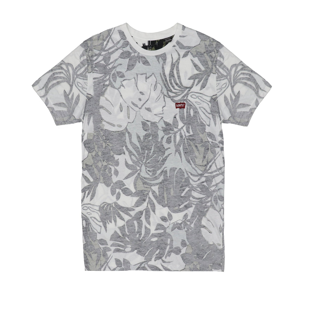 ROUND NECK (MEN) - WHITE WITH GREY PRINT