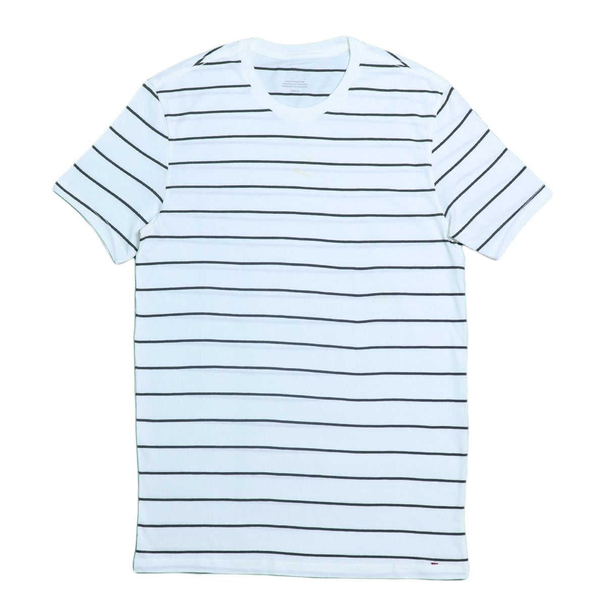 ROUND NECK (MEN) - WHITE WITH BLACK THICK STRIPES