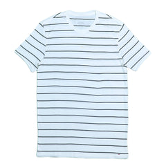 ROUND NECK (MEN) - WHITE WITH BLACK THICK STRIPES