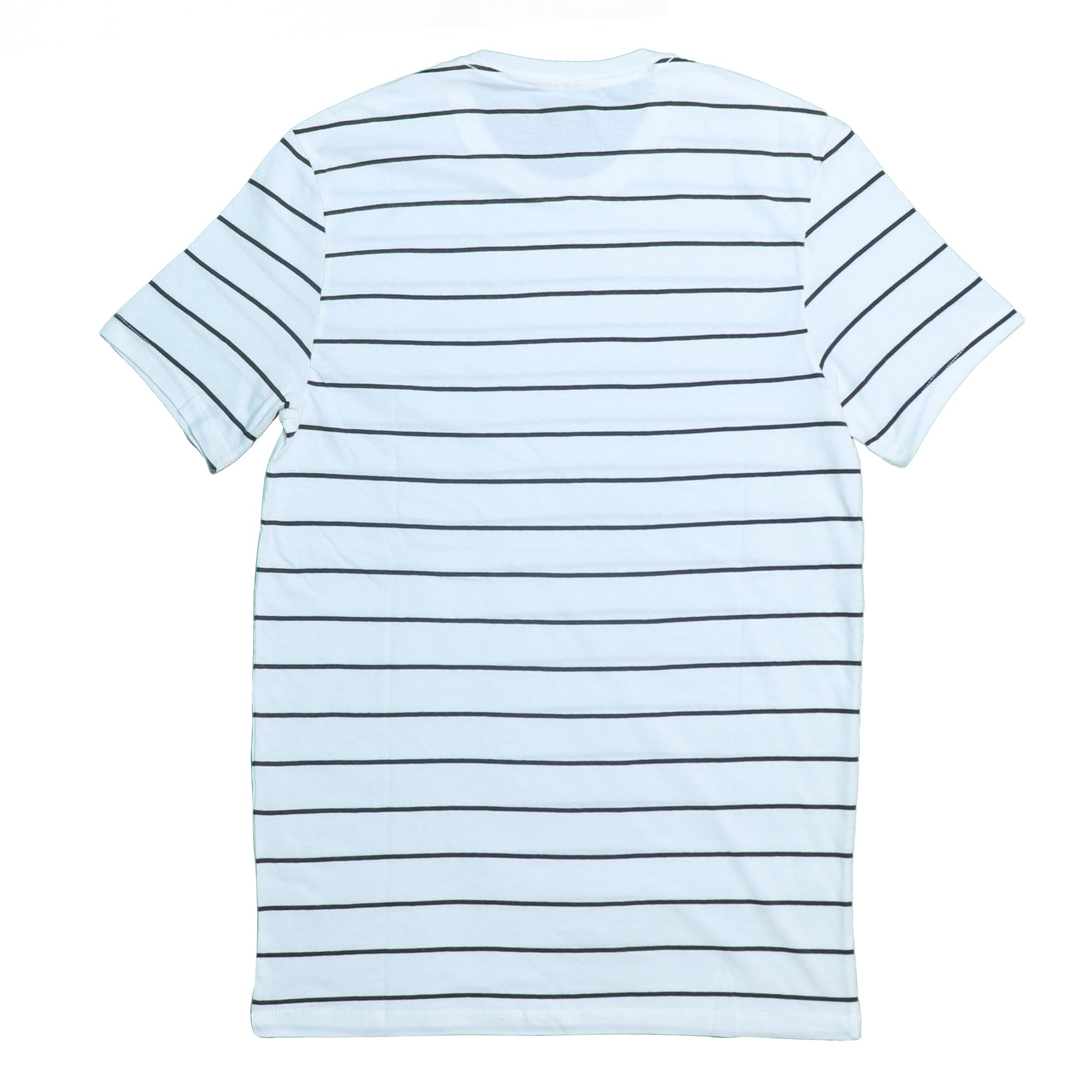 ROUND NECK (MEN) - WHITE WITH BLACK THICK STRIPES