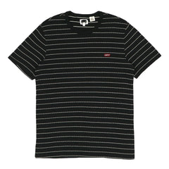 ROUND NECK (MEN) - BLACK WITH WHITE DOT STRIPES