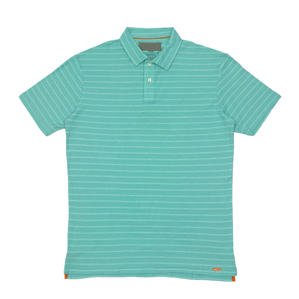 POLO  (MEN) - SEA GREEN WITH LIGHT GREEN STRIPES