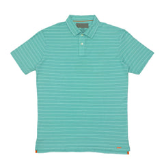 POLO  (MEN) - SEA GREEN WITH LIGHT GREEN STRIPES