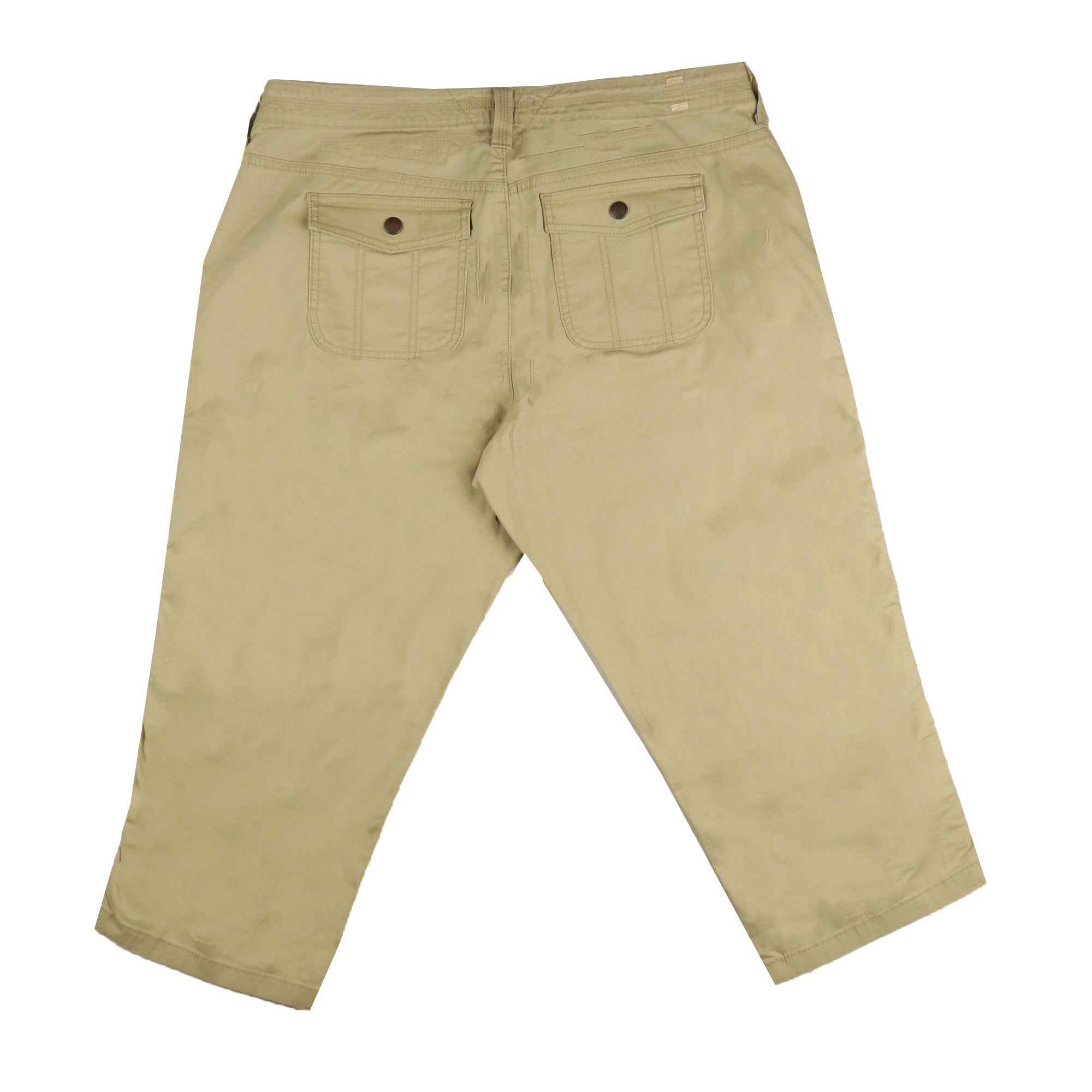 Dual Buttoned Beige Capris (Women)