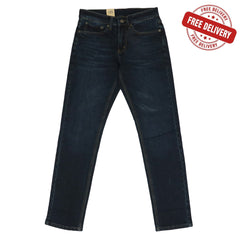 SLIM FIT DARK BLUE DENIM JEANS FOR MEN AT 57% OFF