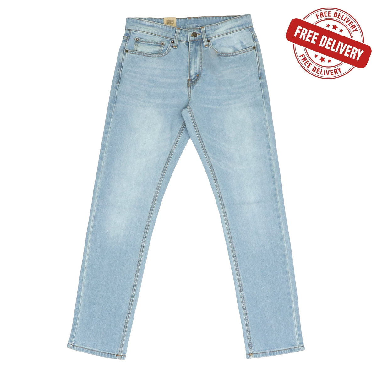 SLIM FIT DENIM SKY BLUE JEANS FOR MEN | 57% DISCOUNT