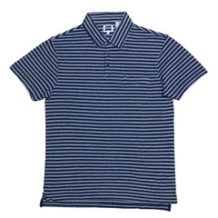 POLO (MEN) - GREY & BLUE STRIPS WITH FRONT POCKET