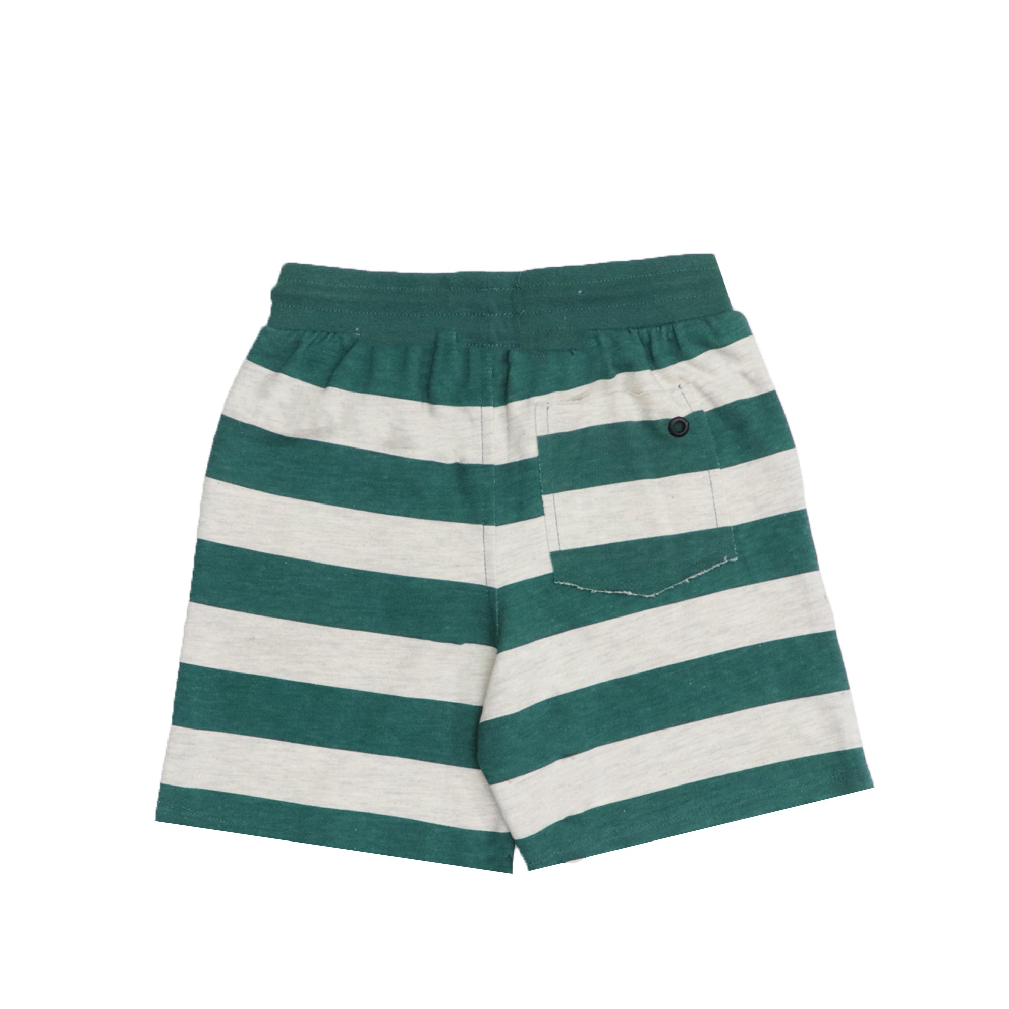 CHILDREN SHORTS (BOYS) - GREEN WITH ASH WHITE STRIPES