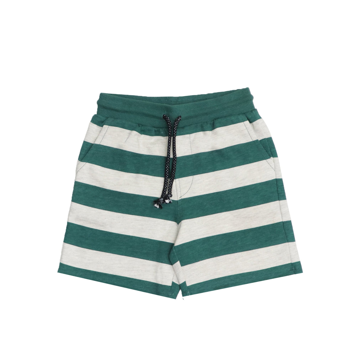 CHILDREN SHORTS (BOYS) - GREEN WITH ASH WHITE STRIPES