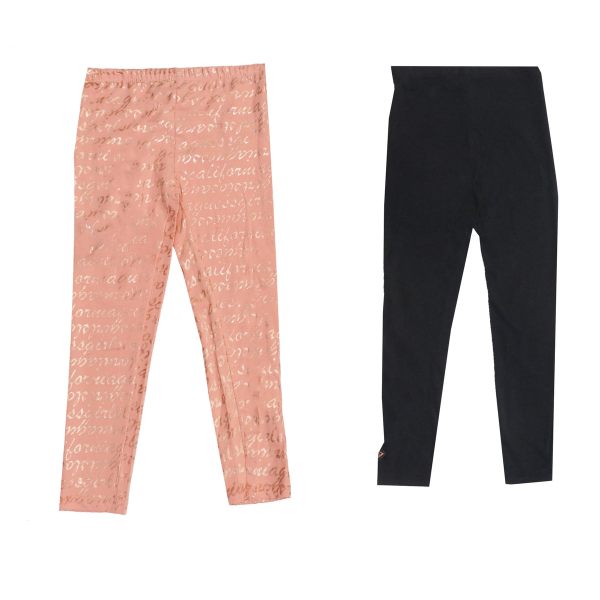 TROUSER- GIRLS - PEACH & BLACK (SET OF TWO)