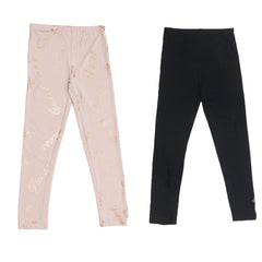 TROUSER- GIRLS - DULL PINK & BLACK (SET OF TWO)